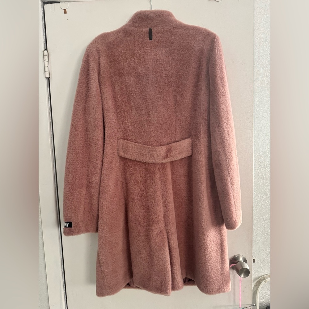 Mauve pink DKNY fuzzy coat - Picture 7 of 9